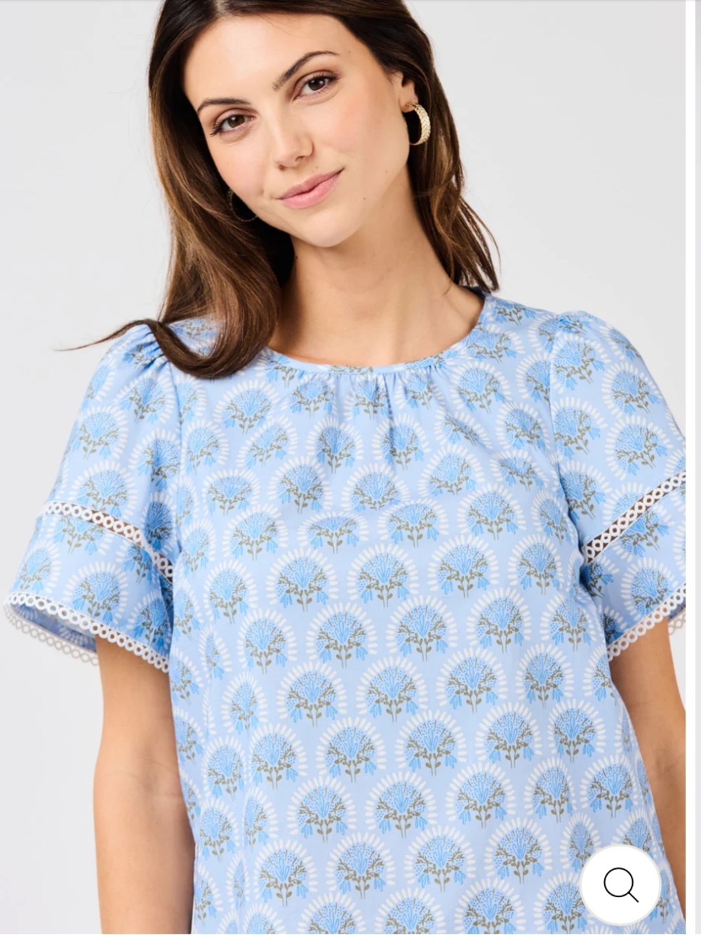 NWT Mary Square Sunshower Floral Blue Tabby Top XL